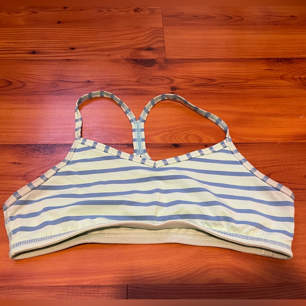 Ivivva striped y-strap sports bra size 14 blue and green